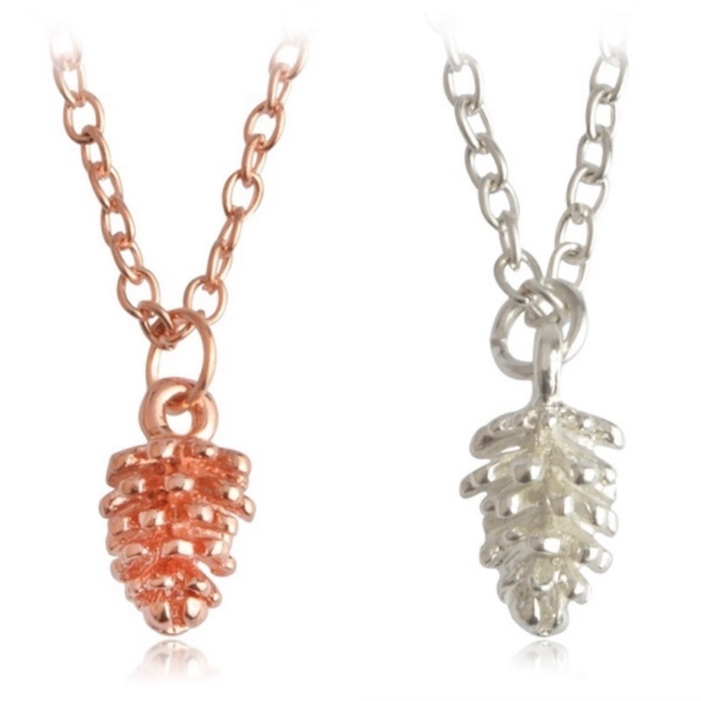 Rose gold and silver color pinecone necklace!